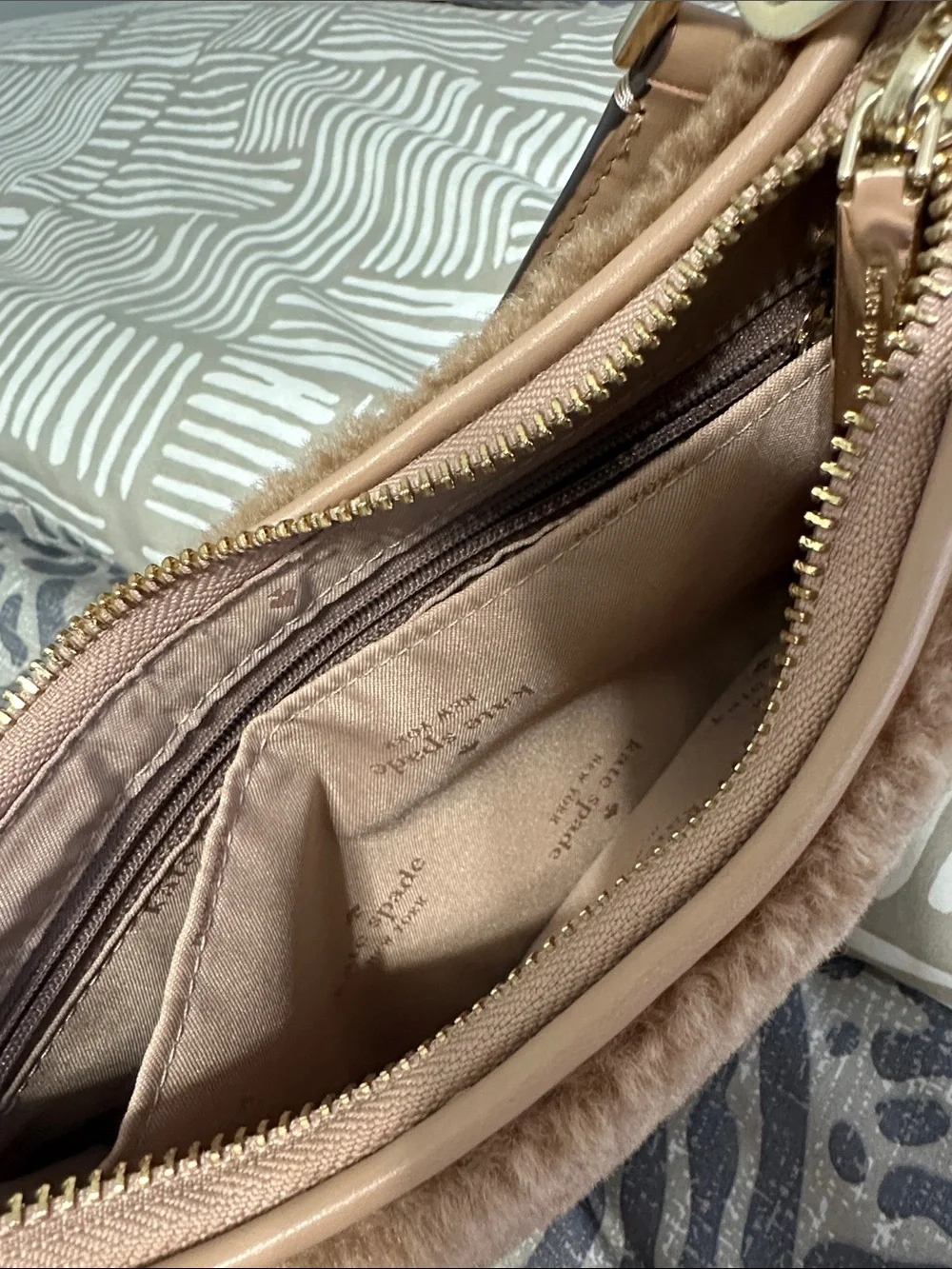 Kate Spade faux fur handbag